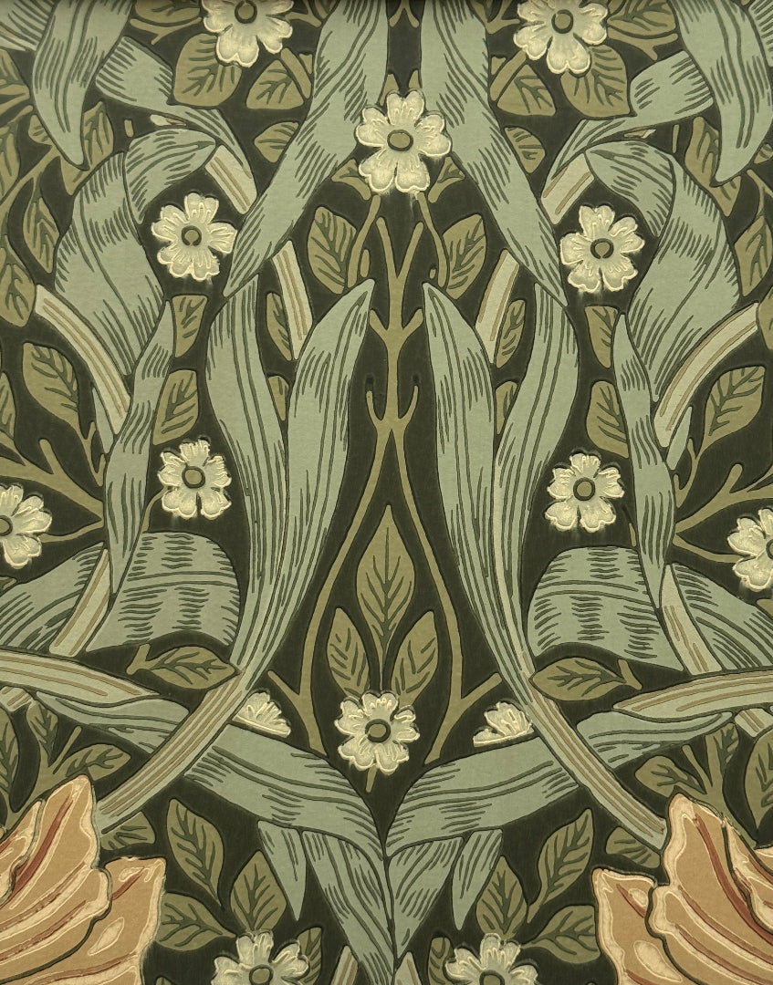 'Pimpernel - Brick & Olive' William Morris Framed Vintage Floral Wallpaper Print