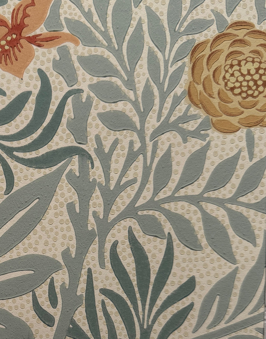 ‘Larkspur – Slate Russet’ Rare William Morris Framed Wall Art | Hand Framed Vintage Heritage Wallpaper Wall Decor