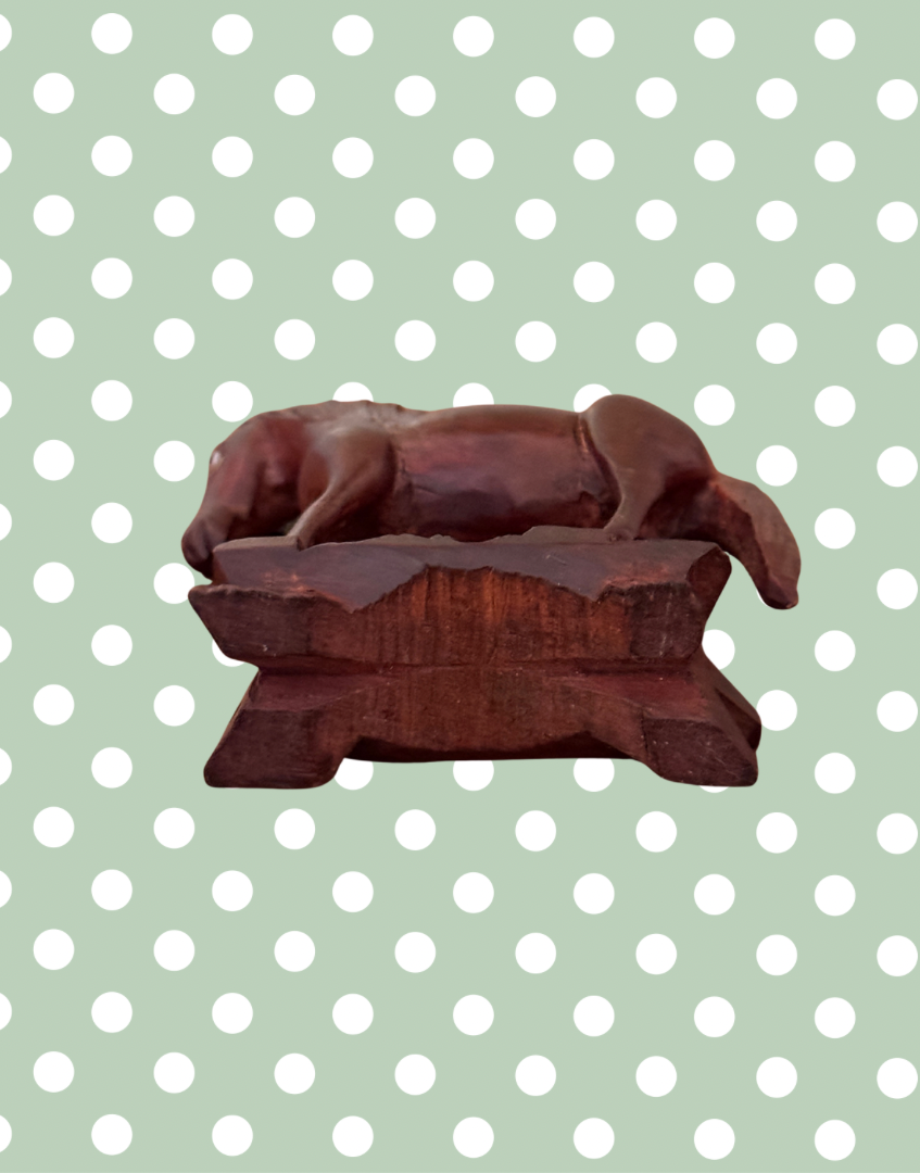 Small Chinese Red Boxwood Horse Figurine with Glass Eyes | Hand-Carved Vintage Collectable