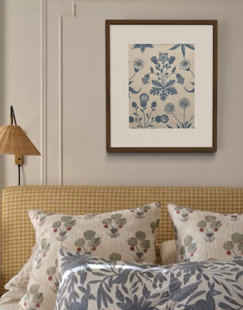 'Daisy – Blue Ivory’ William Morris Classic Wall Art | Country Cottage Style Framed Morris Print