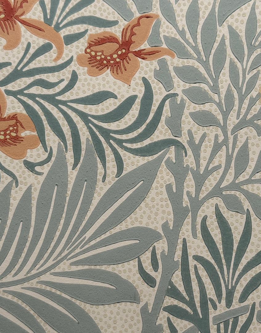 ‘Larkspur – Slate Russet’ Rare William Morris Framed Wall Art | Hand Framed Vintage Heritage Wallpaper Wall Decor