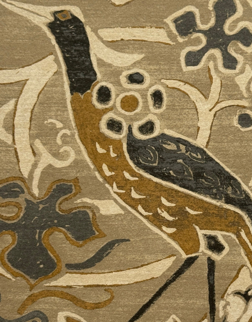 ‘Bullerswood – Stone & Mustard’ Rare William Morris Framed Wall Art | Morris & Co. Original Vintage Wallpaper Sample