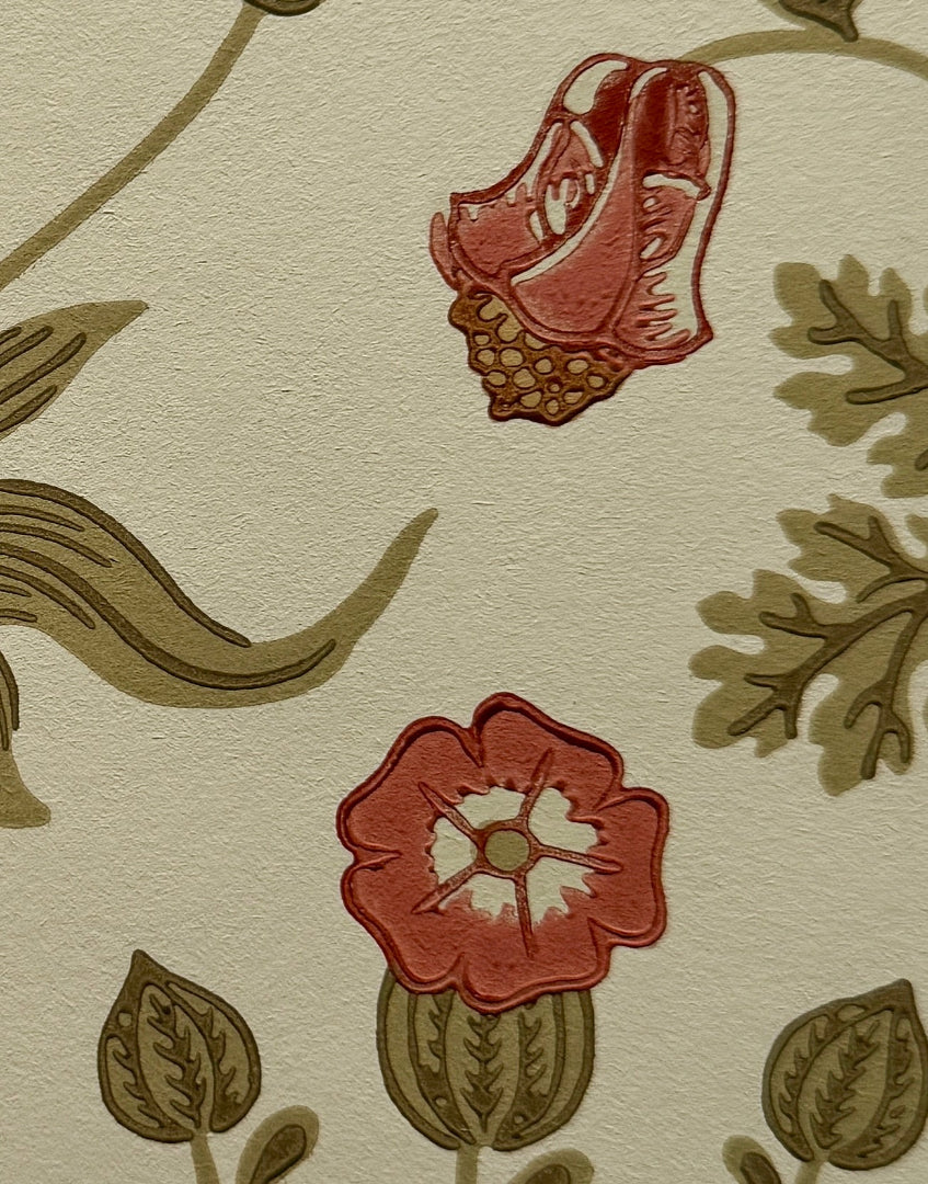 ‘Daisy – Coral & Manilla’ William Morris Unique Framed Print | Morris & Co. Vintage Floral Wallpaper