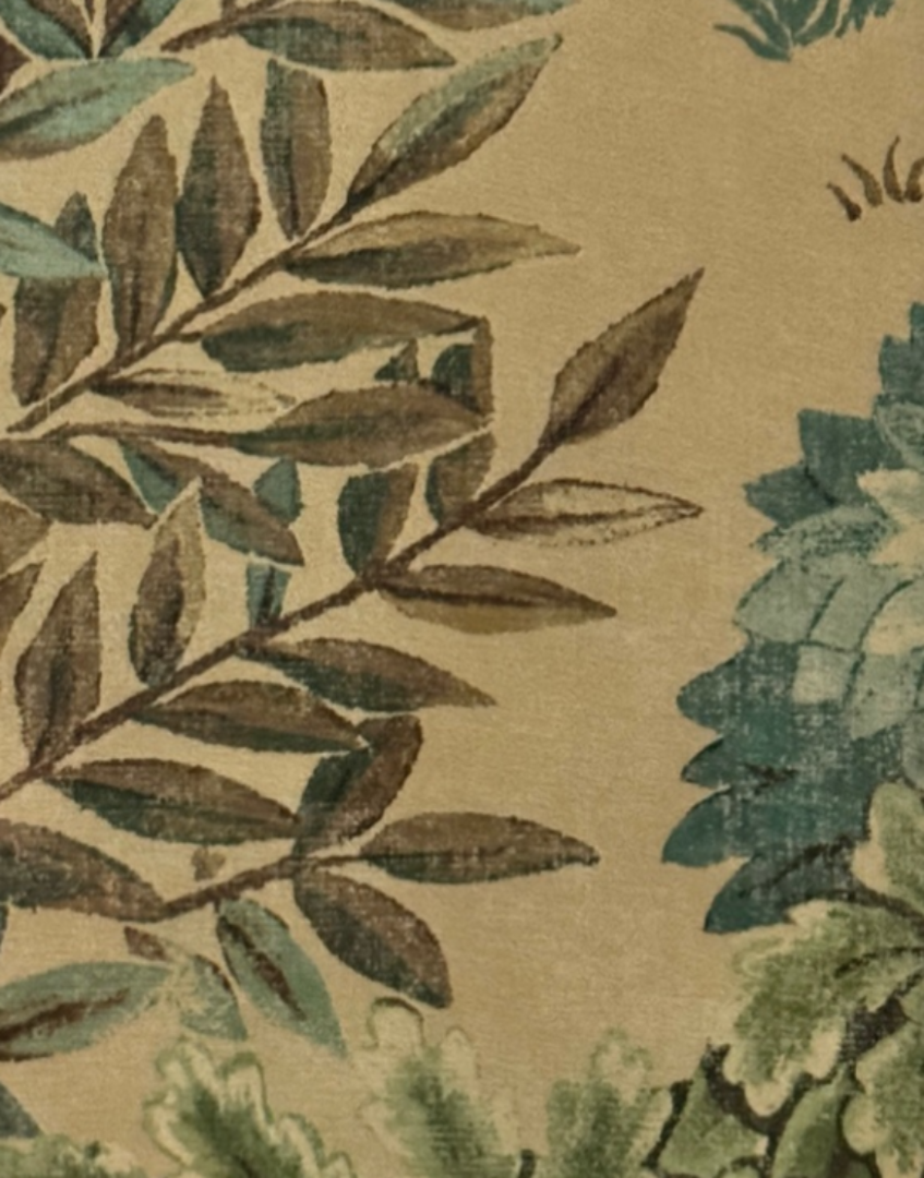 Close Up Detail of William Morris ‘The Brook' Showing Green Toned Foliage