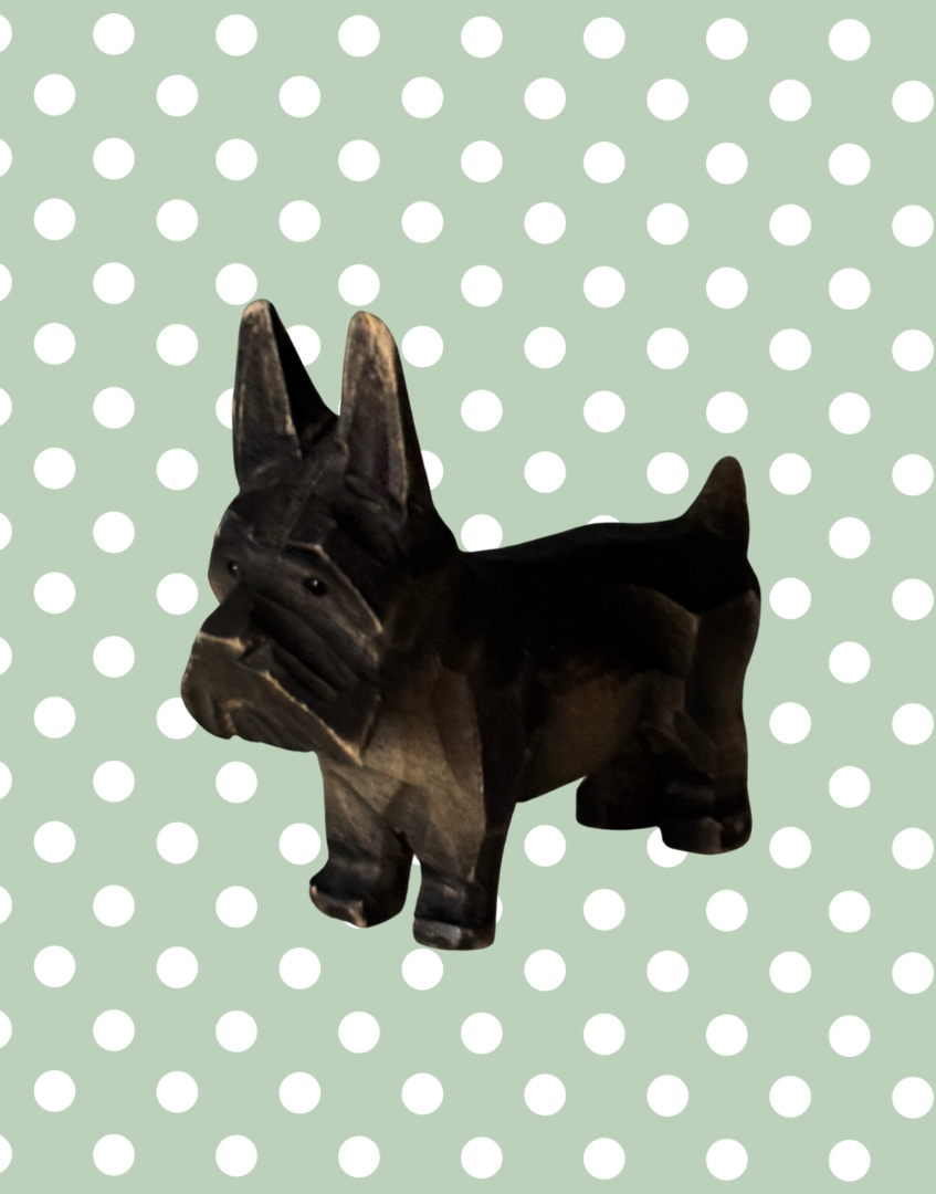 Gorgeous Antique 1930s Black Forest Characterful Scottie Dog | Rare Hand Carved Wooden Terrier with Bead Eyes