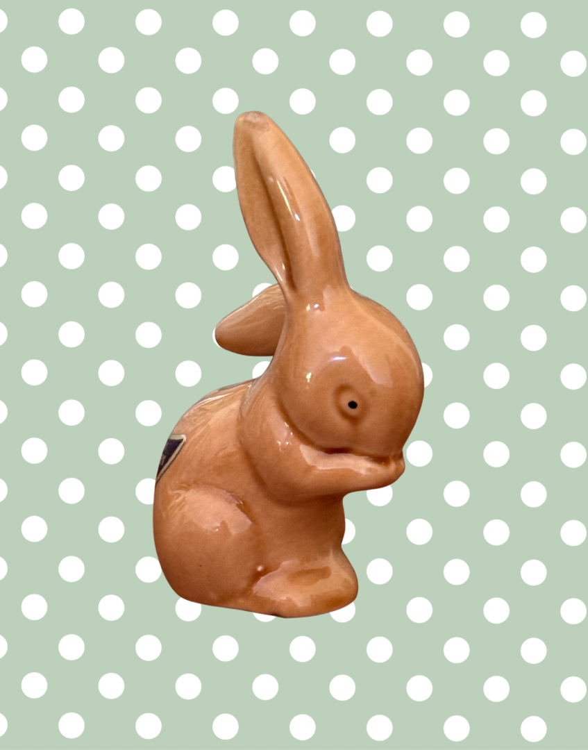 Sweet Cream Sherry Miniature Ceramic Bunny Bottle | Vintage Light Brown Rabbit Figure