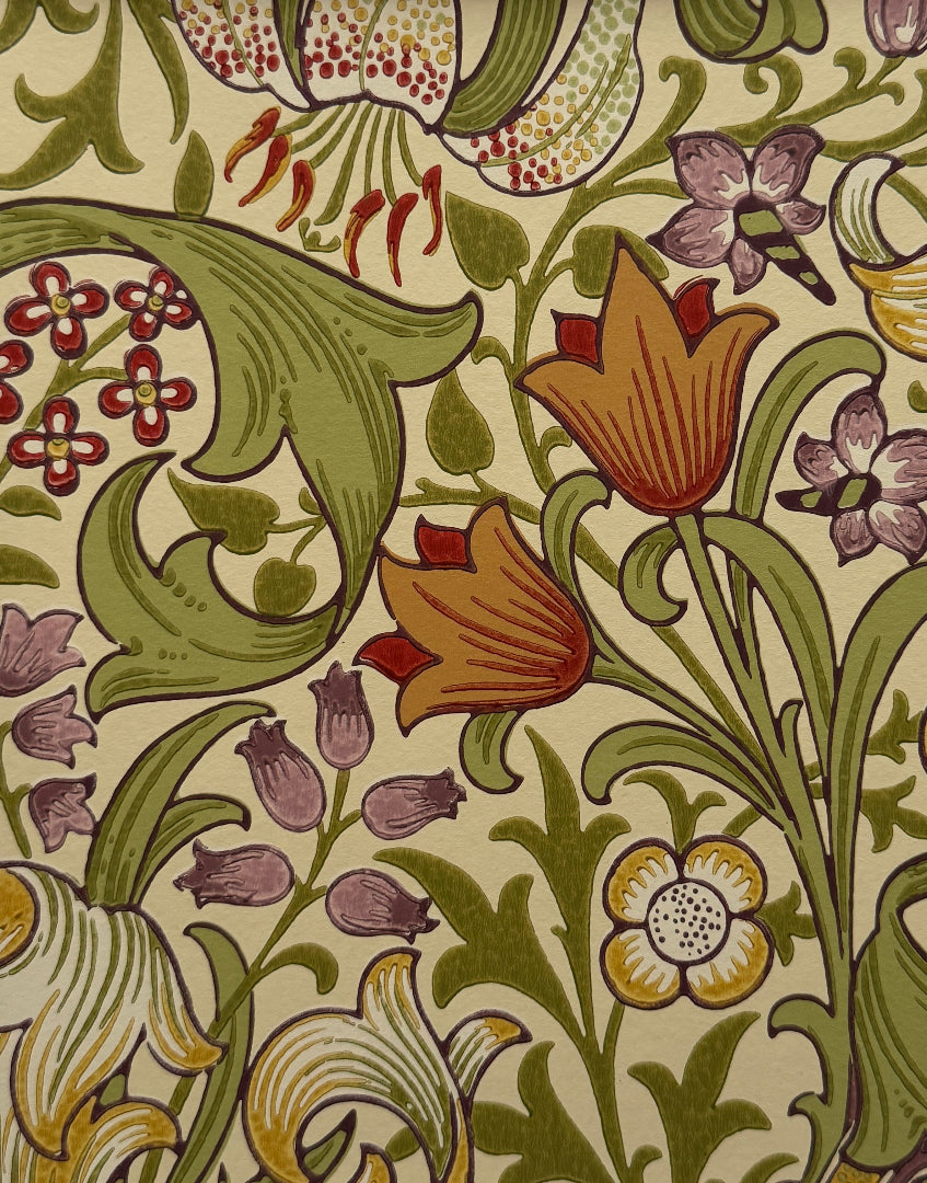 'Golden Lily – Olive & Russet’ Vintage Morris & Co. Wall Art | Decorative Framed William Morris Floral Print
