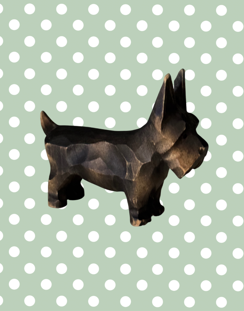 Gorgeous Antique 1930s Black Forest Characterful Scottie Dog | Rare Hand Carved Wooden Terrier with Bead Eyes