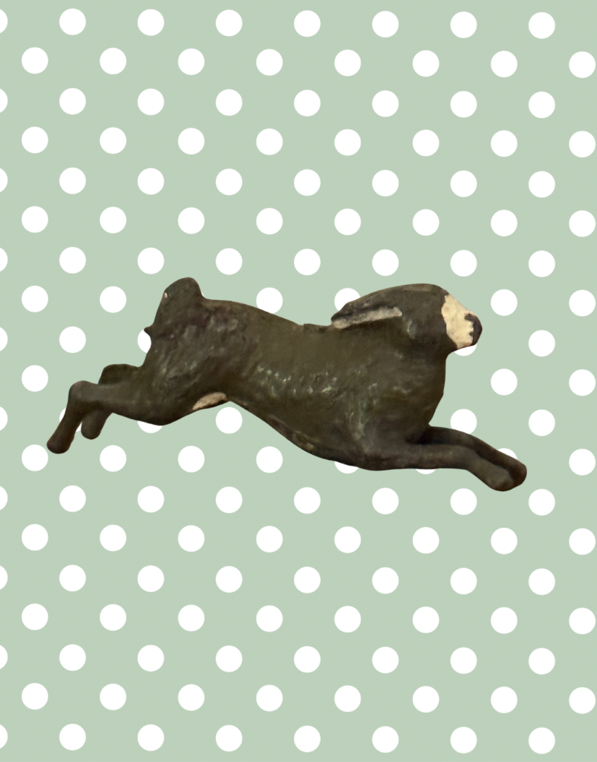 Britains hare miniature hand painted brown and white lead collecable in jubilant pose