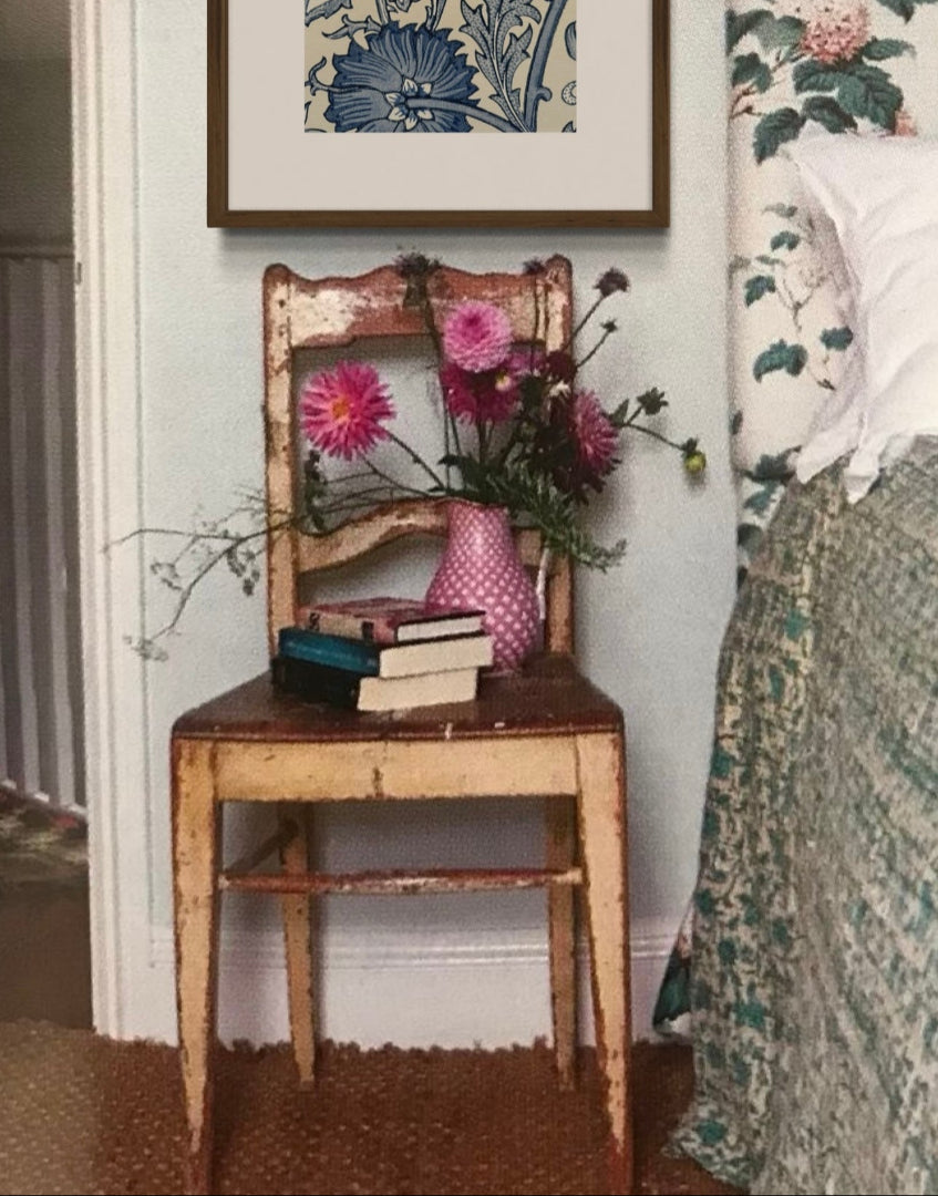 ‘Pink & Rose – Indigo’ Pretty Floral William Morris Print | Hand Framed Morris & Co. Iconic Heritage Design