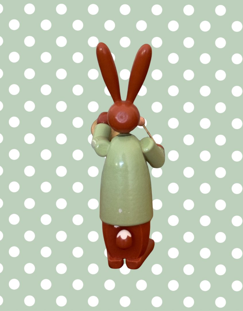 Rudolphs Schatzkiste Style Easter Bunny Musician | Wood Composite Vintage Figurine with Drum