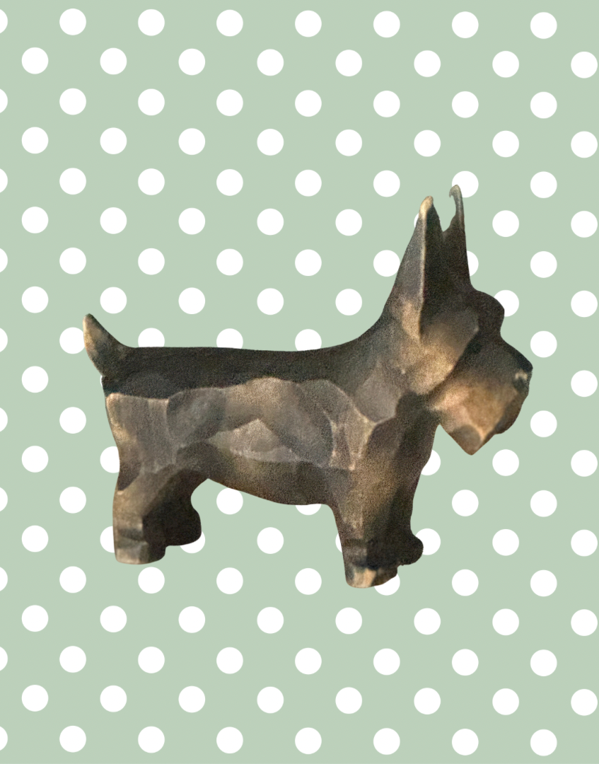 Gorgeous Antique 1930s Black Forest Characterful Scottie Dog | Rare Hand Carved Wooden Terrier with Bead Eyes