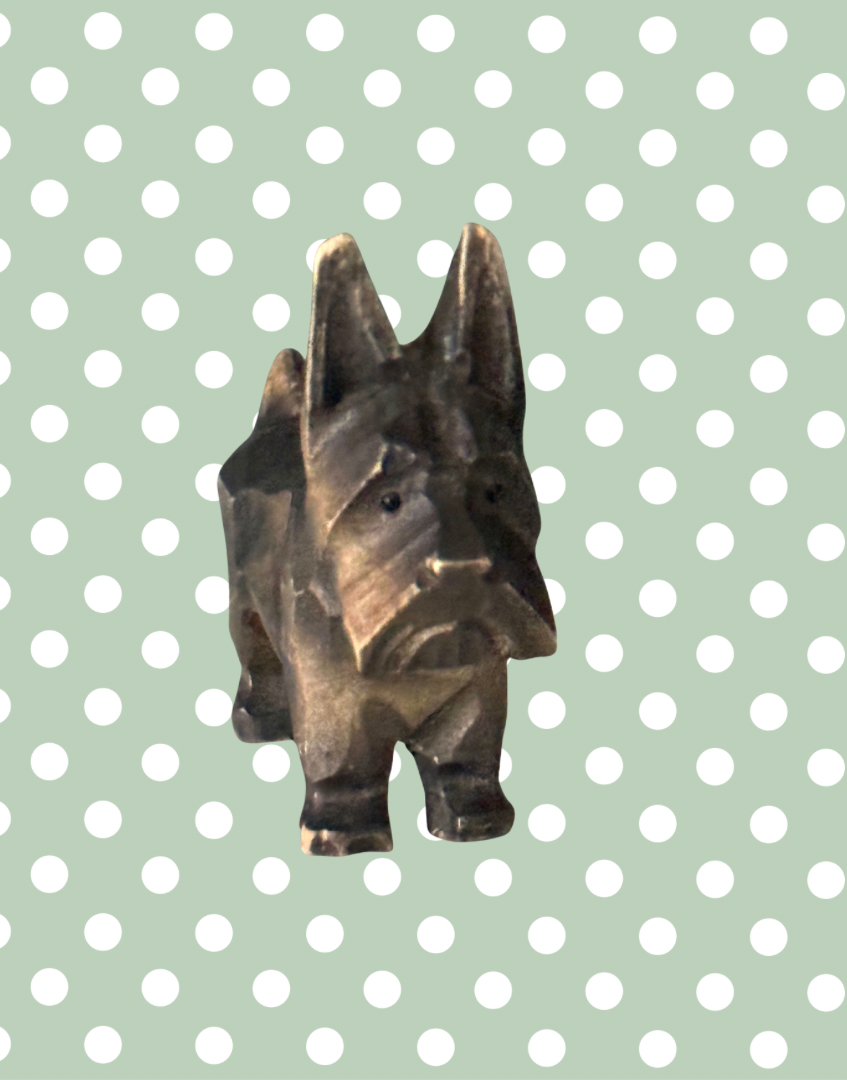 Gorgeous Antique 1930s Black Forest Characterful Scottie Dog | Rare Hand Carved Wooden Terrier with Bead Eyes