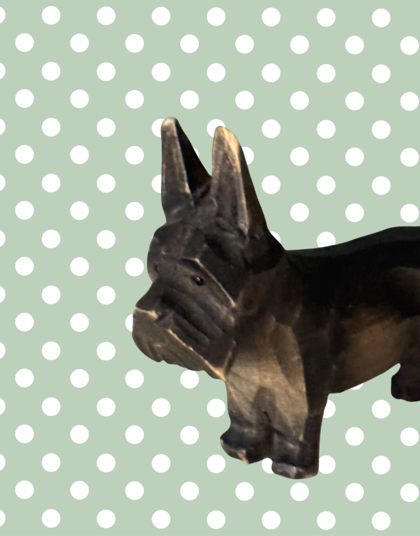 Gorgeous Antique 1930s Black Forest Characterful Scottie Dog | Rare Hand Carved Wooden Terrier with Bead Eyes