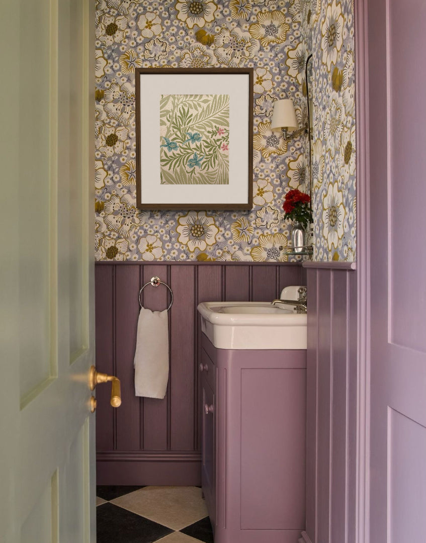 'Larkspur – Green & Coral’ Pretty Morris & Co. Unique Framed Print | William Morris Summer Floral Wall Art