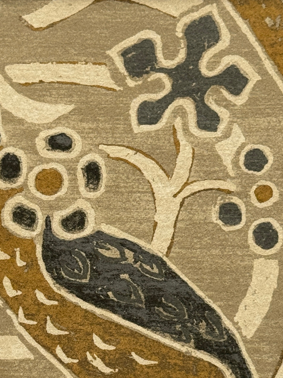 Detail from ‘Bullerswood – Stone & Mustard’ William Morris Arts and Crafts Design in Brown & Grey Tones