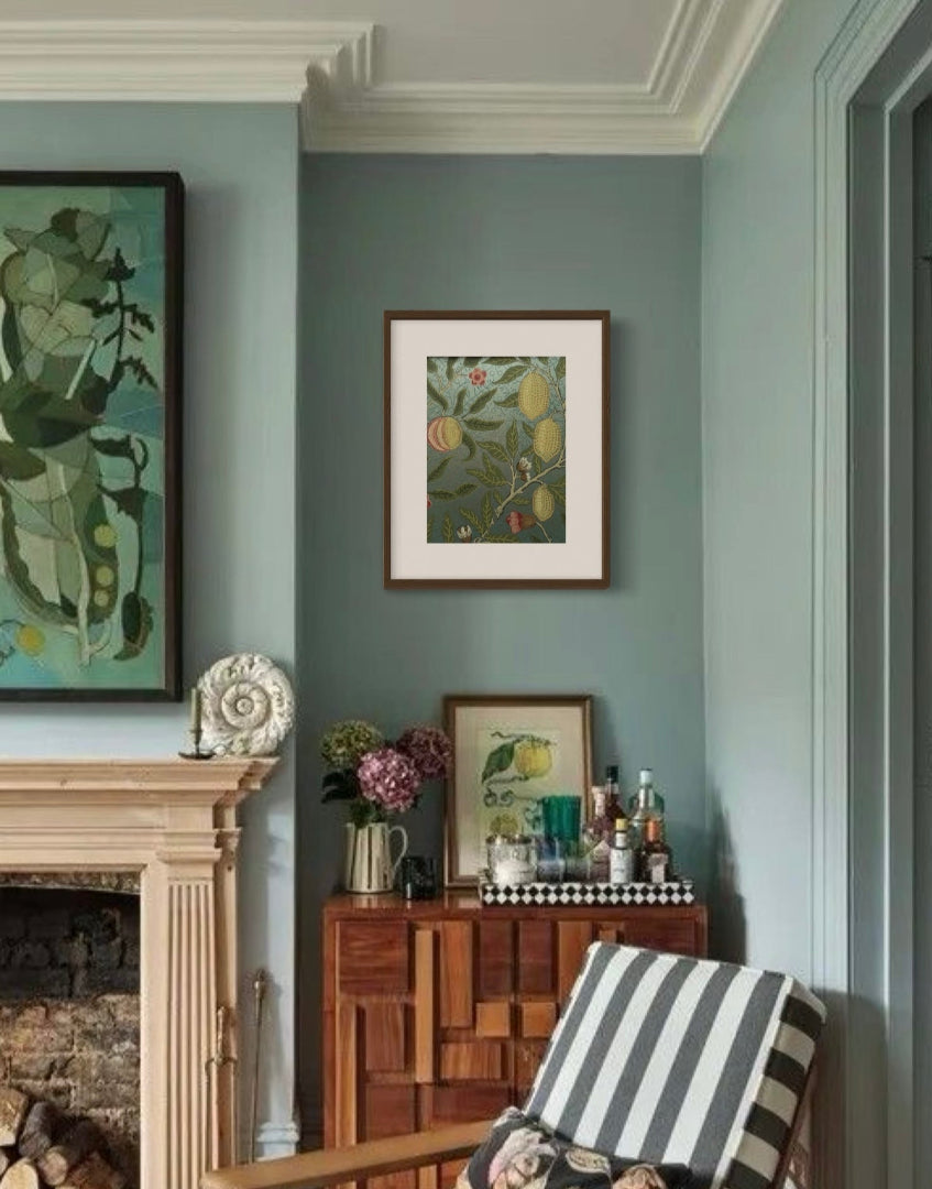 'Fruit - Slate & Thyme' William Morris Unique Framed Art | Iconic Vintage Heritage Wallpaper Decor