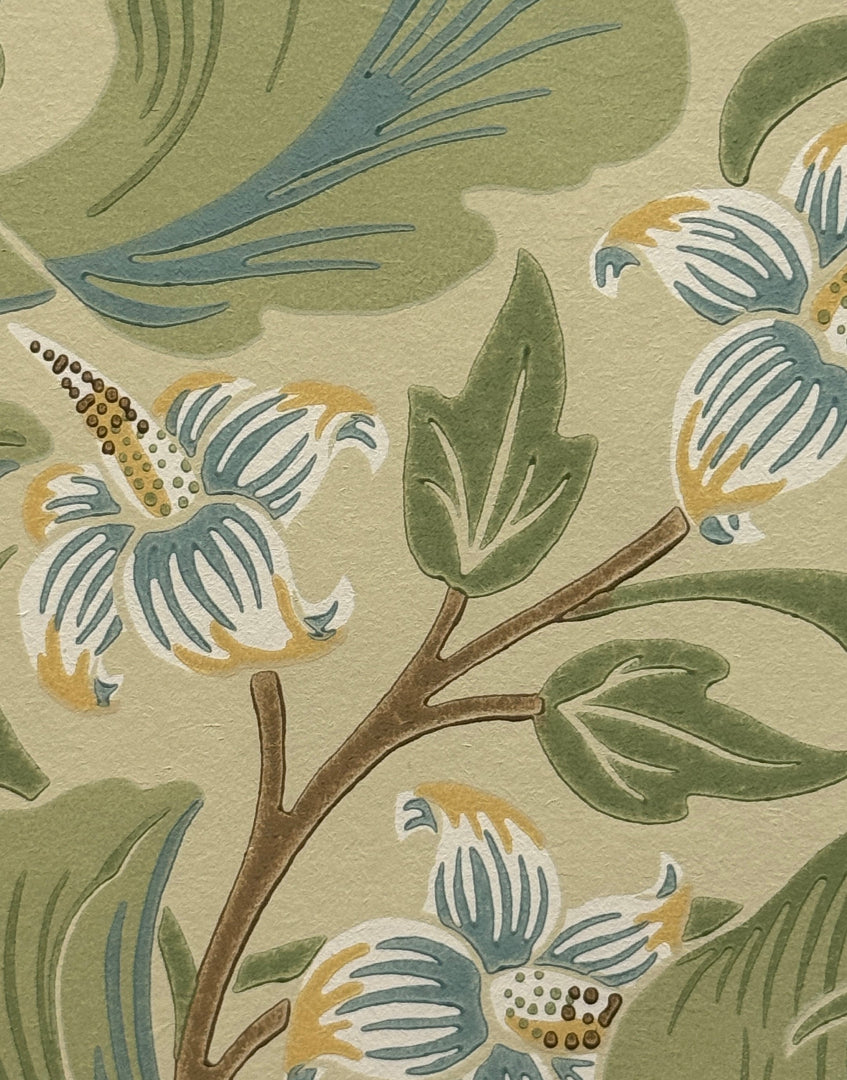 ‘Leicester – Green & Coral’ William Morris Unique Wall Decor | Arts & Crafts Floral Vintage Wallpaper Framed Print