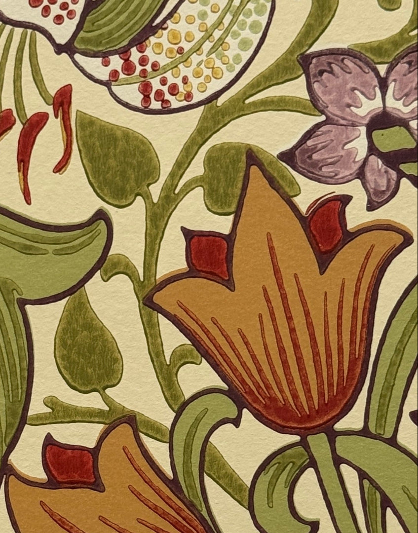 'Golden Lily – Olive & Russet’ Vintage Morris & Co. Wall Art | Decorative Framed William Morris Floral Print