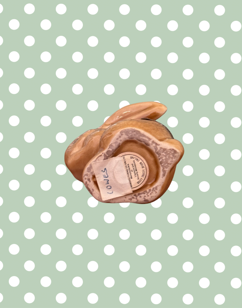 Sweet Cream Sherry Miniature Ceramic Bunny Bottle | Vintage Light Brown Rabbit Figure