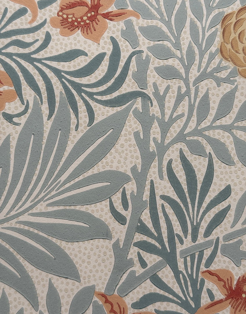 ‘Larkspur – Slate Russet’ Rare William Morris Framed Wall Art | Hand Framed Vintage Heritage Wallpaper Wall Decor