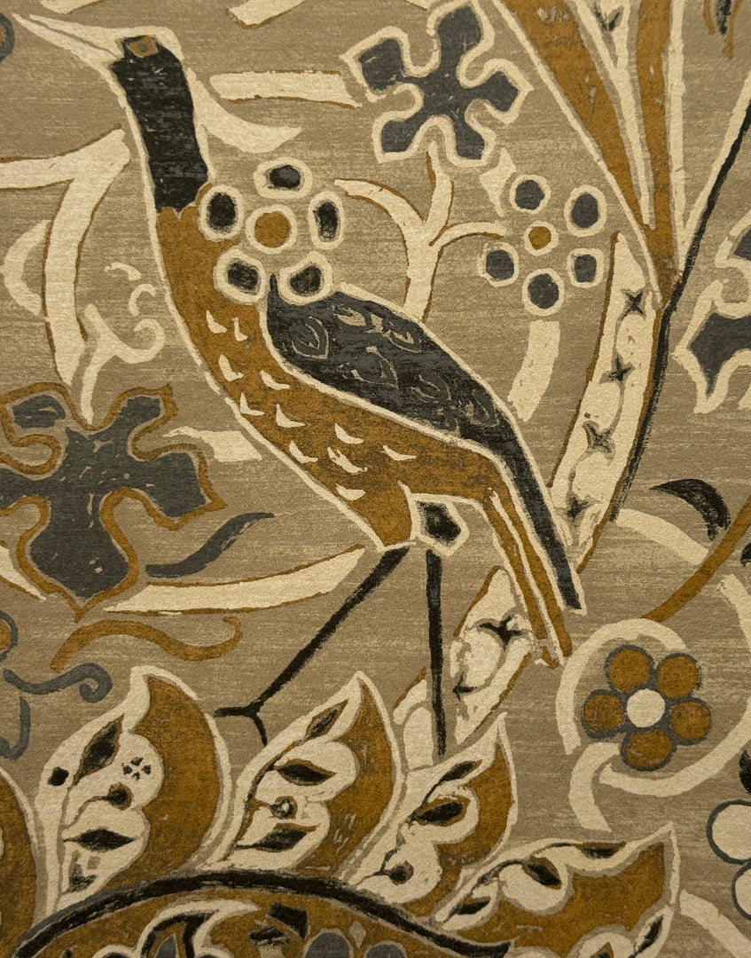 ‘Bullerswood – Stone & Mustard’ Rare William Morris Framed Wall Art | Morris & Co. Original Vintage Wallpaper Sample