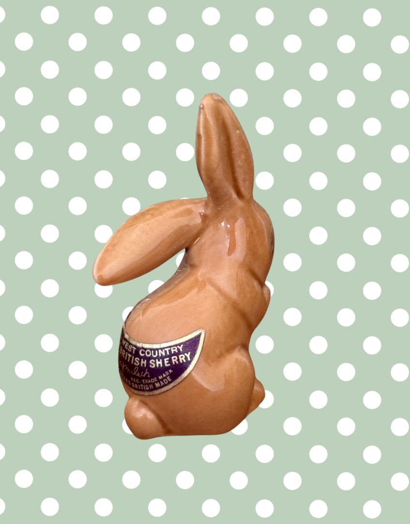 Sweet Cream Sherry Miniature Ceramic Bunny Bottle | Vintage Light Brown Rabbit Figure