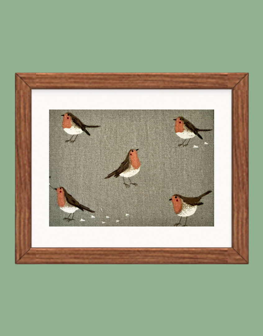 Framed Print - Sophie Allport 'Robin & Mistletoe' Fabric Wall Art | Unique Handcrafted Countryside & Children's Decor