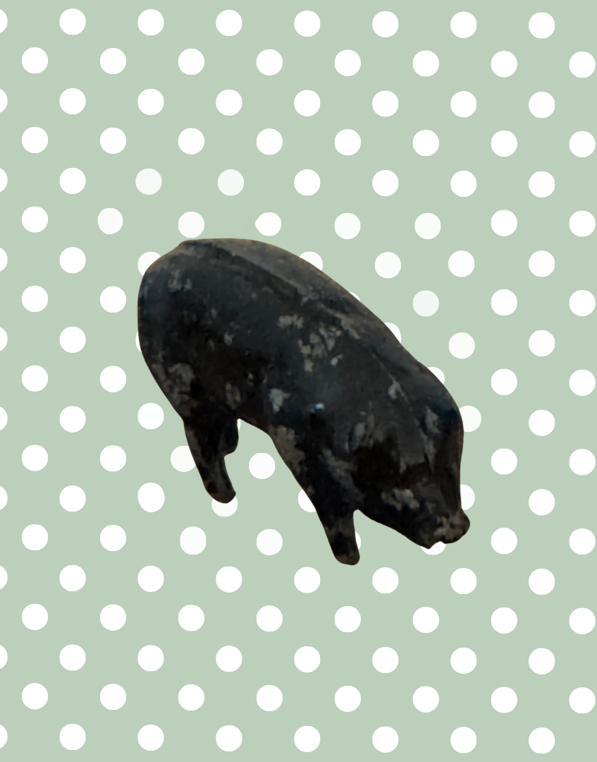 Charming Miniature Glossy Black Standing Pig | Britains Ltd Vintage Lead Figurine (1920s)