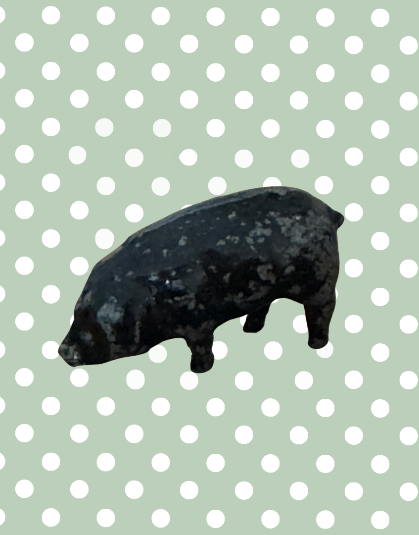 Charming Miniature Glossy Black Standing Pig | Britains Ltd Vintage Lead Figurine (1920s)