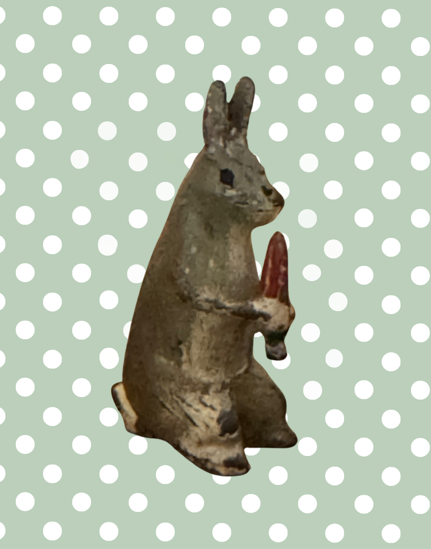 Delightful Rare Rabbit with Carrot | Taylor & Barrett Vintage Lead Figurine (England)