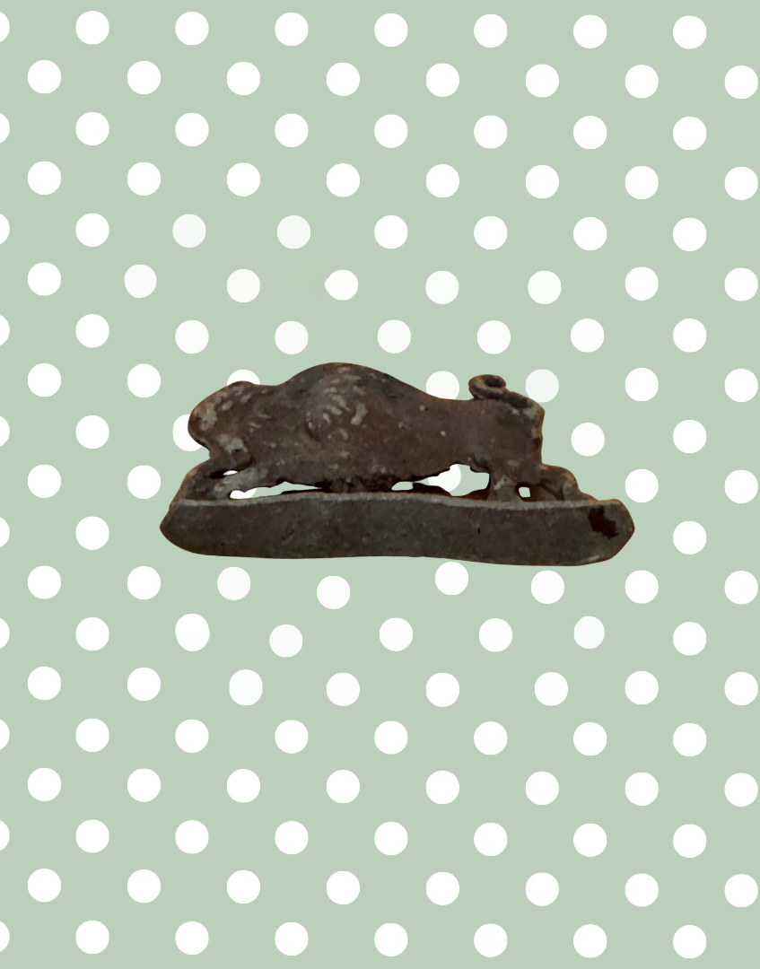 Expressive Britains Ltd Zoo Buffalo Lead Toy | 1950s Miniature Flat Silhouette Figurine on Green Stand