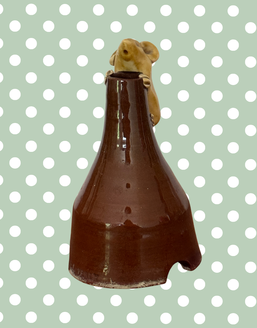 David Cleverly Vintage Country Mouse Pie Funnel | Unique Handmade British Pottery Kitchen Collectable