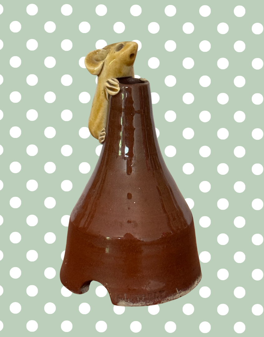 David Cleverly Vintage Country Mouse Pie Funnel | Unique Handmade British Pottery Kitchen Collectable