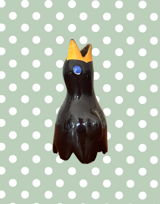 Rustic Black Bird Pie Vent | Vintage Characterful Ceramic Baking Collectable