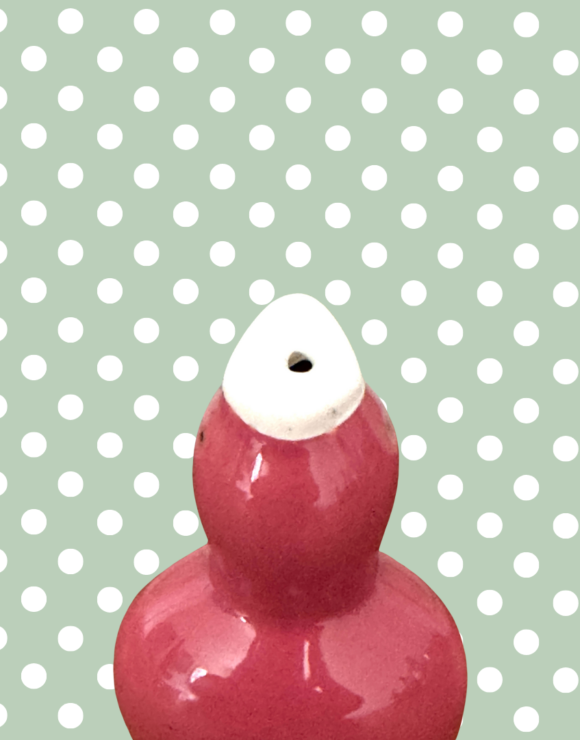 Rare Vintage Kitchenalia Pink Pottery Bird Pie Funnel | Traditional Baking Vent