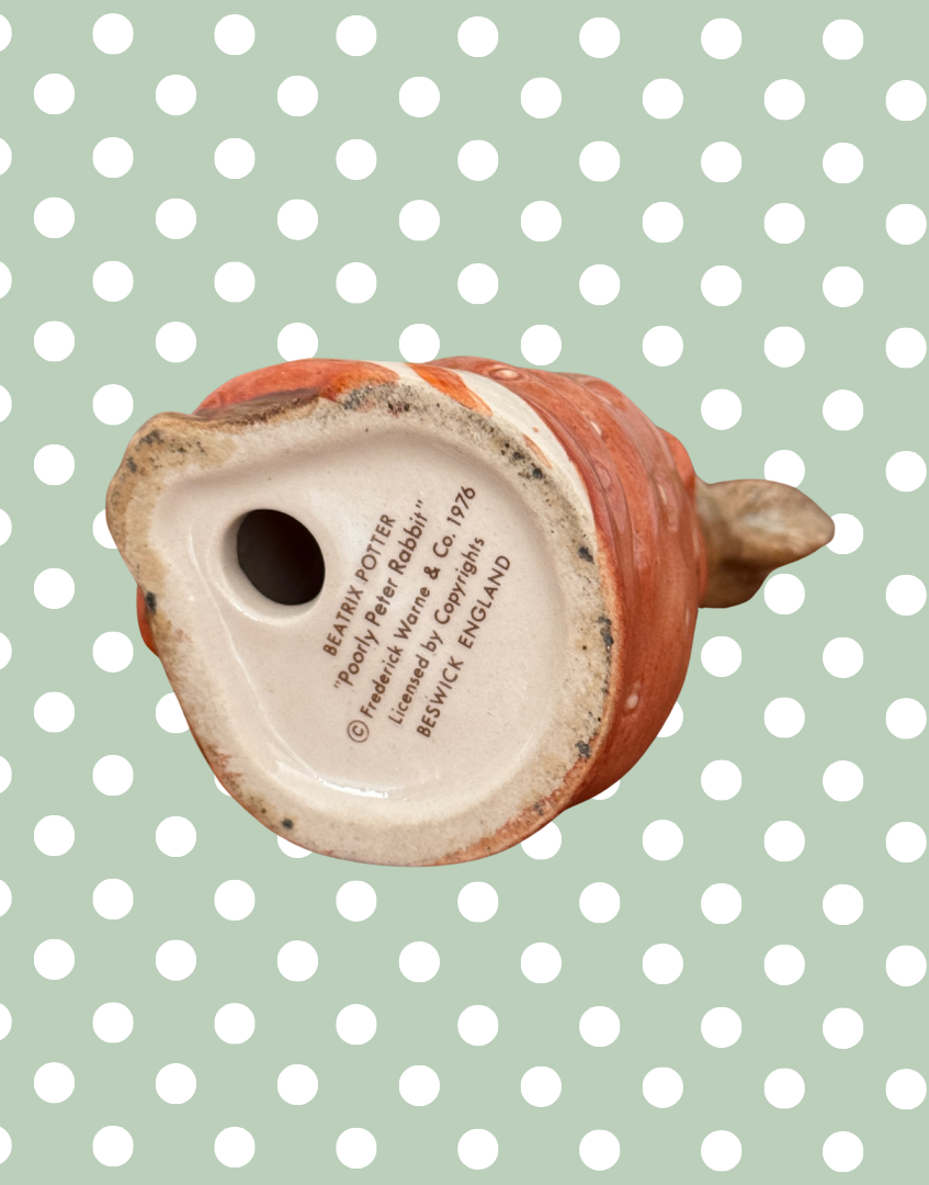 Base view of maker stamp on Beatrix Potter ‘Poorly Peter Rabbit’ Beswick Figurine