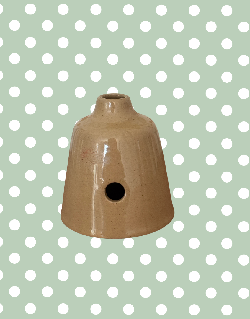 Antique Brown Stoneware Pie Funnel | Charming Shaped Early 20th Century Pie Vent