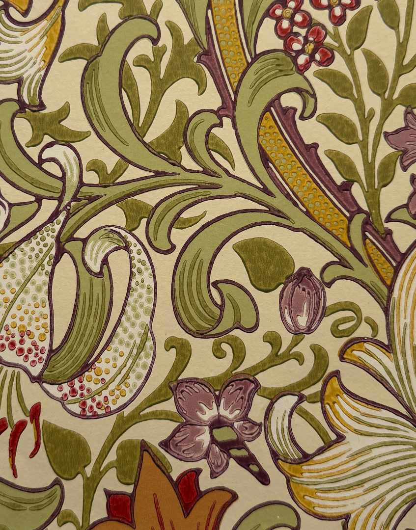 Golden Lily (Olive & Russet) | William Morris Framed Wall Art with Original Wallpaper Sample