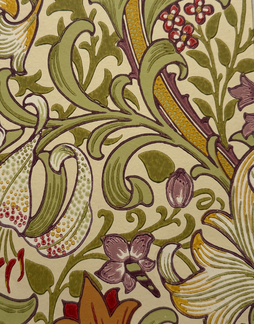 Golden Lily (Olive & Russet) | William Morris Framed Wall Art with Original Wallpaper Sample