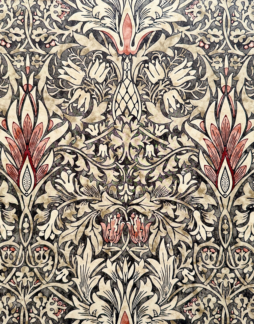 Framed Print - William Morris ‘Snakeshead - Charcoal & Spice' Vintage Wall Art | Dark Botanicals Wall Art Collection