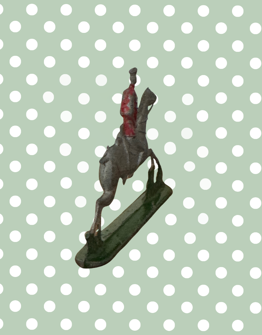Medium Grey Horse & Rider Collectable on Stand | Britains Ltd Rare Vintage Lead Toy (1920s)