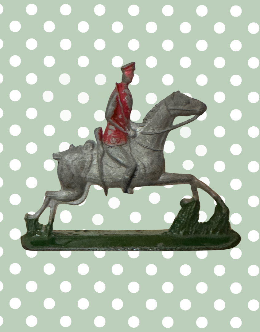 Medium Grey Horse & Rider Collectable on Stand | Britains Ltd Rare Vintage Lead Toy (1920s)