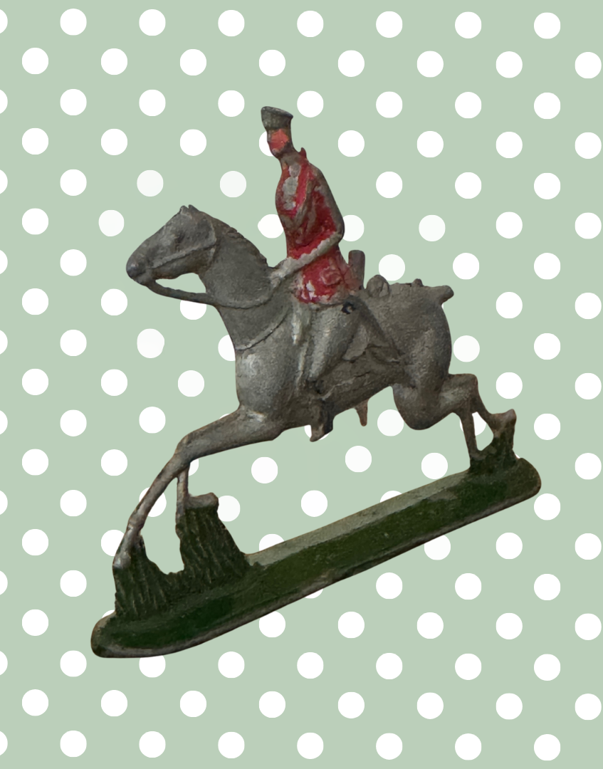 Medium Grey Horse & Rider Collectable on Stand | Britains Ltd Rare Vintage Lead Toy (1920s)