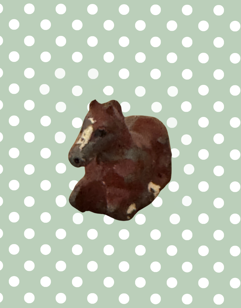 Sweet Small Laying Down Brown Foal Collectable | Britains Ltd Vintage Lead Farm Animal (1920s)
