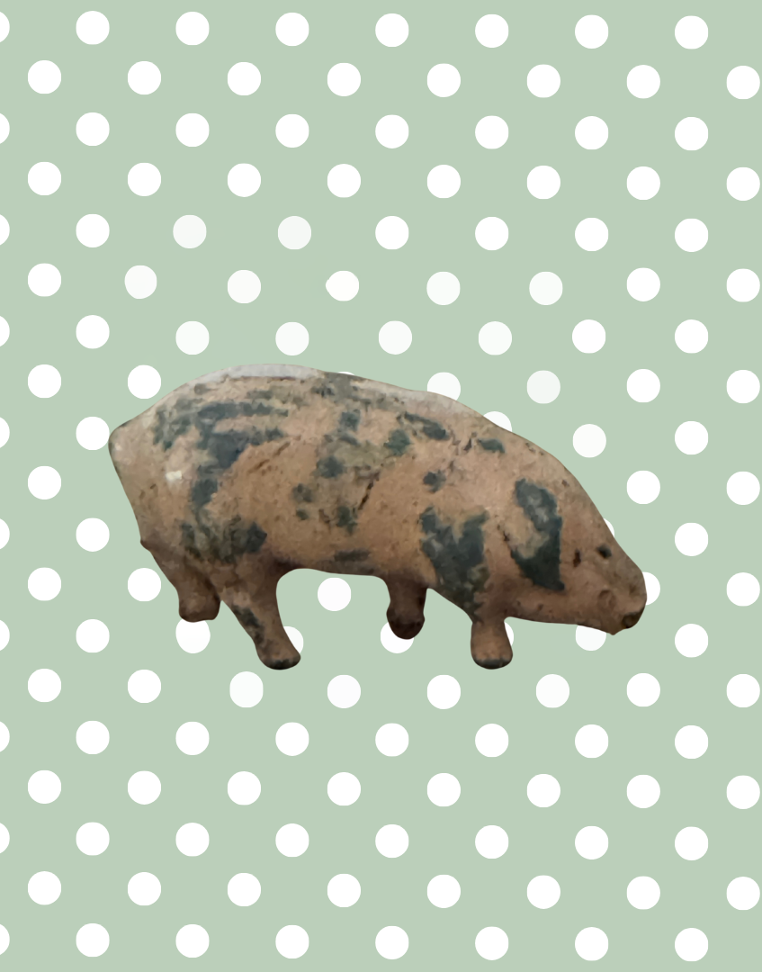 Miniature Pink Patina Patched Pig Figurine (Version 2) | Britains Ltd Vintage Lead Animal (1920s)