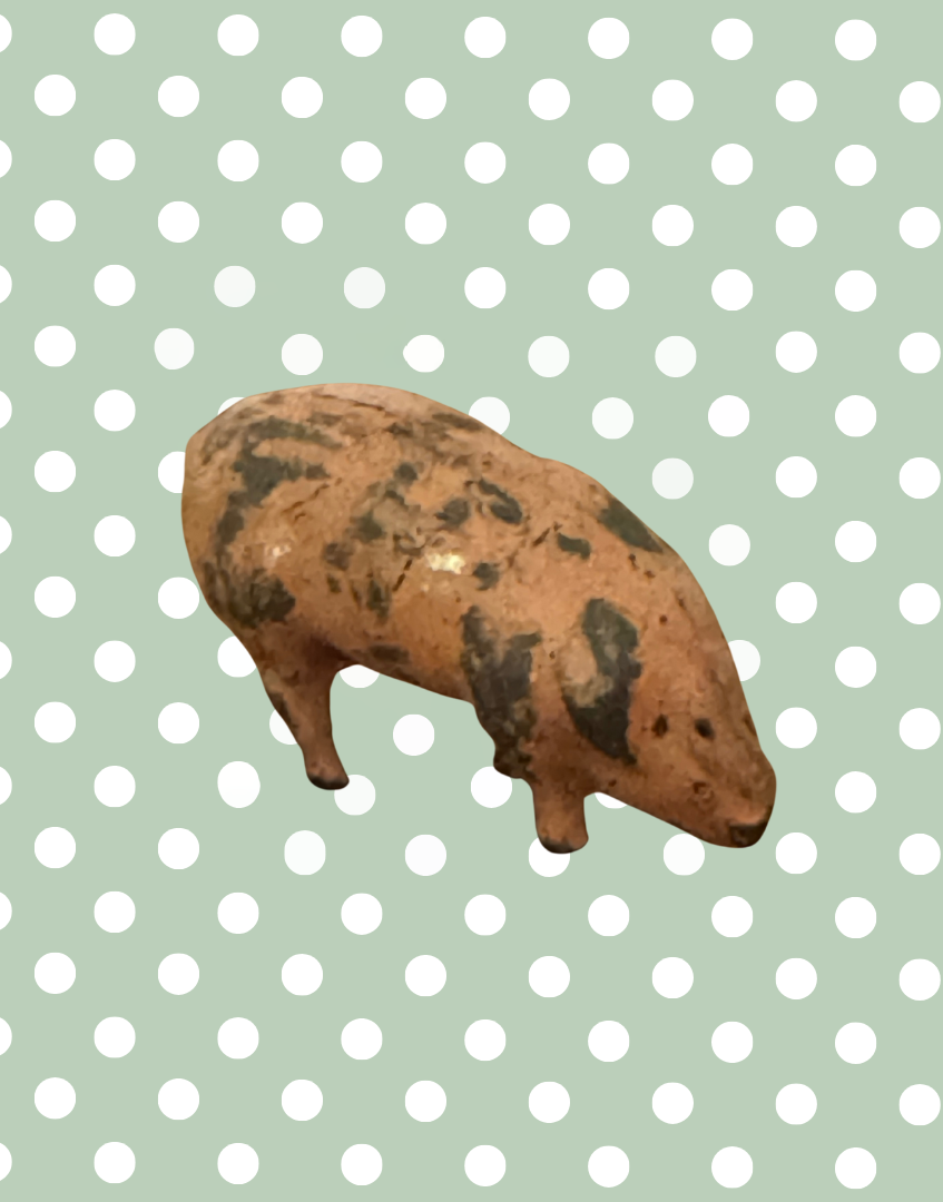 Miniature Pink Patina Patched Pig Figurine (Version 2) | Britains Ltd Vintage Lead Animal (1920s)