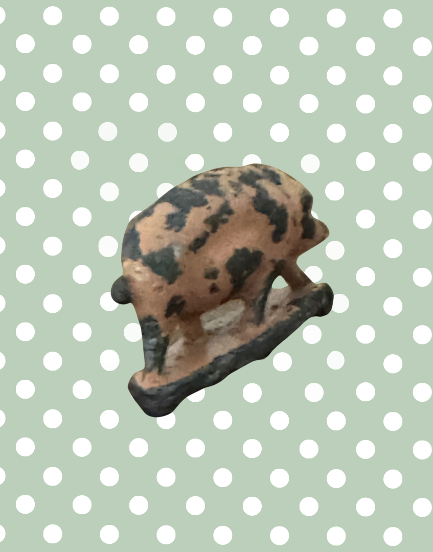Miniature Pink Patina Patched Pig on Stand | Britains Ltd Vintage Lead Toy (1920s