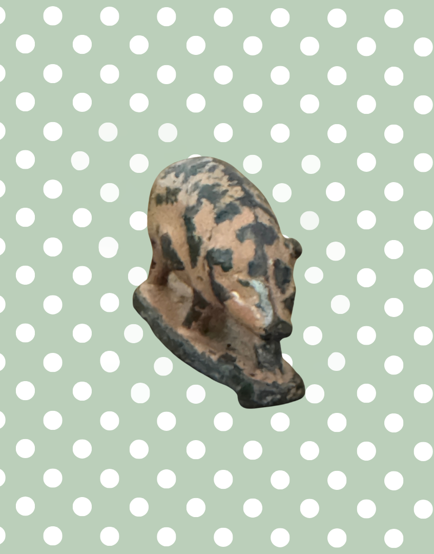 Miniature Pink Patina Patched Pig on Stand | Britains Ltd Vintage Lead Toy (1920s
