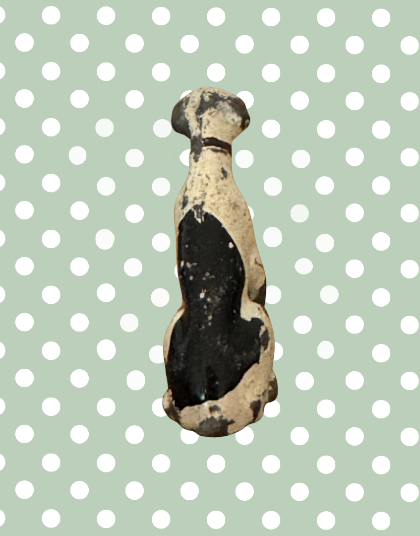 Rare Miniature Sitting Black & White Dog with Black Collar | Britains Ltd Vintage Lead Animal (1920s)